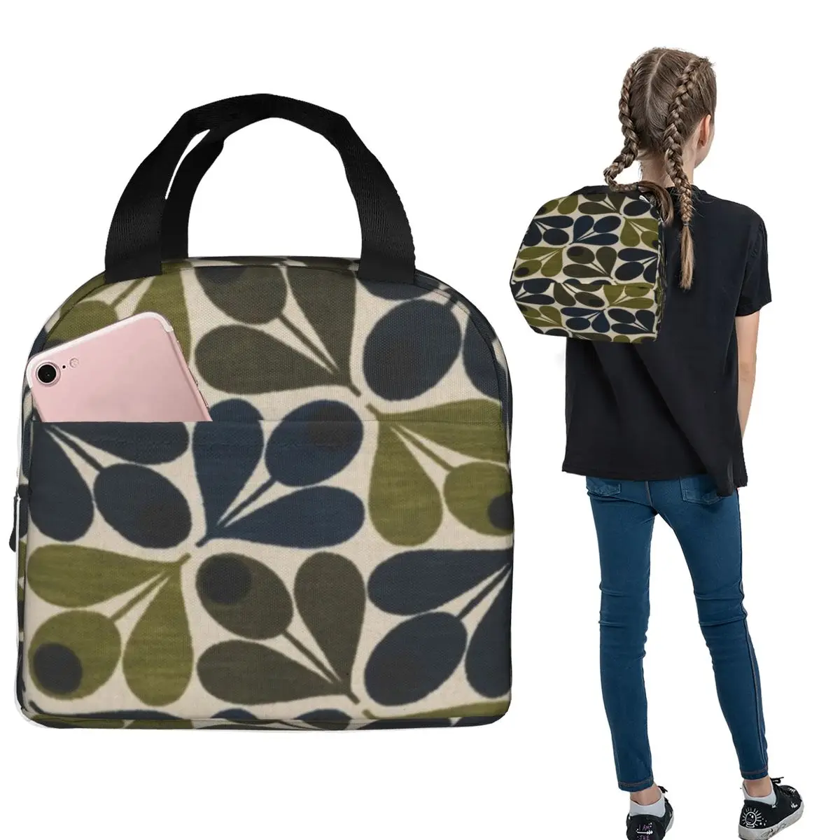 Abstract Acorn - Orla Kiely Design Insulated Lunch Bag for Women Children Portable Food Boxes Thermal Lunch Box Tote