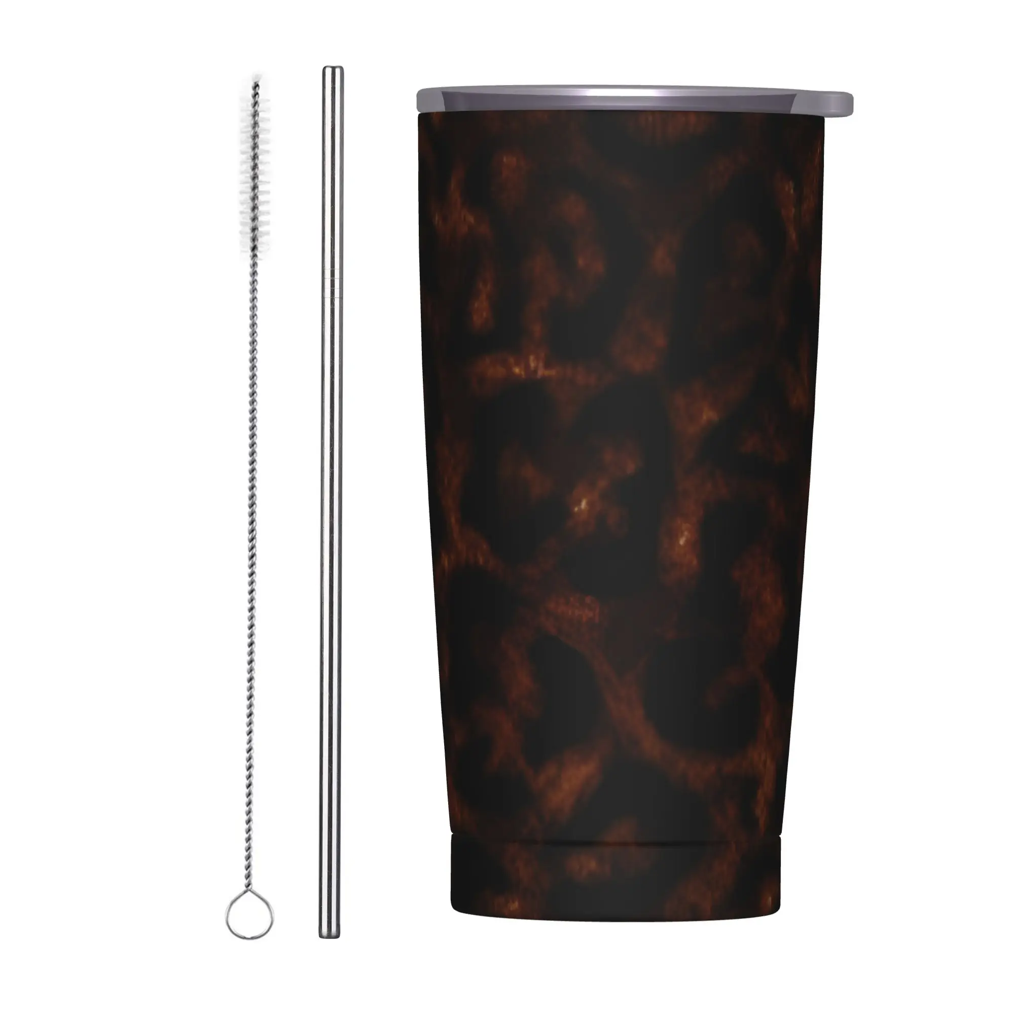 Leopard Print (2) Insulated Tumbler with Straws  Vacuum Thermal Mug Outdoor Travel Hot Cold Drinks Cup, 20oz Simulated Print