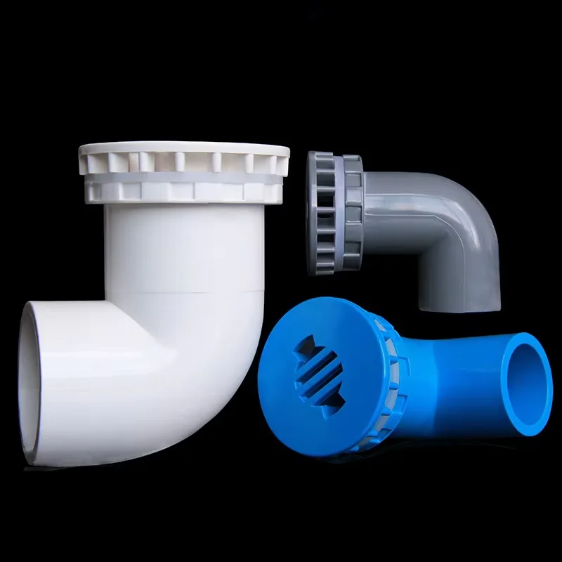 

White/Grey/Blue Fish Tank Curved PVC Pipe Fittings 90 Degree Elbow Flat Bottom Drainage Upper And Lower Water Pipe Joints