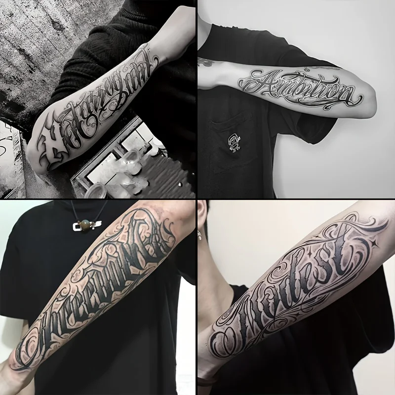 

4 large herbal tattoo stickers, lasting 7 to 15 days, waterproof and wear-resistant, with a realistic effect