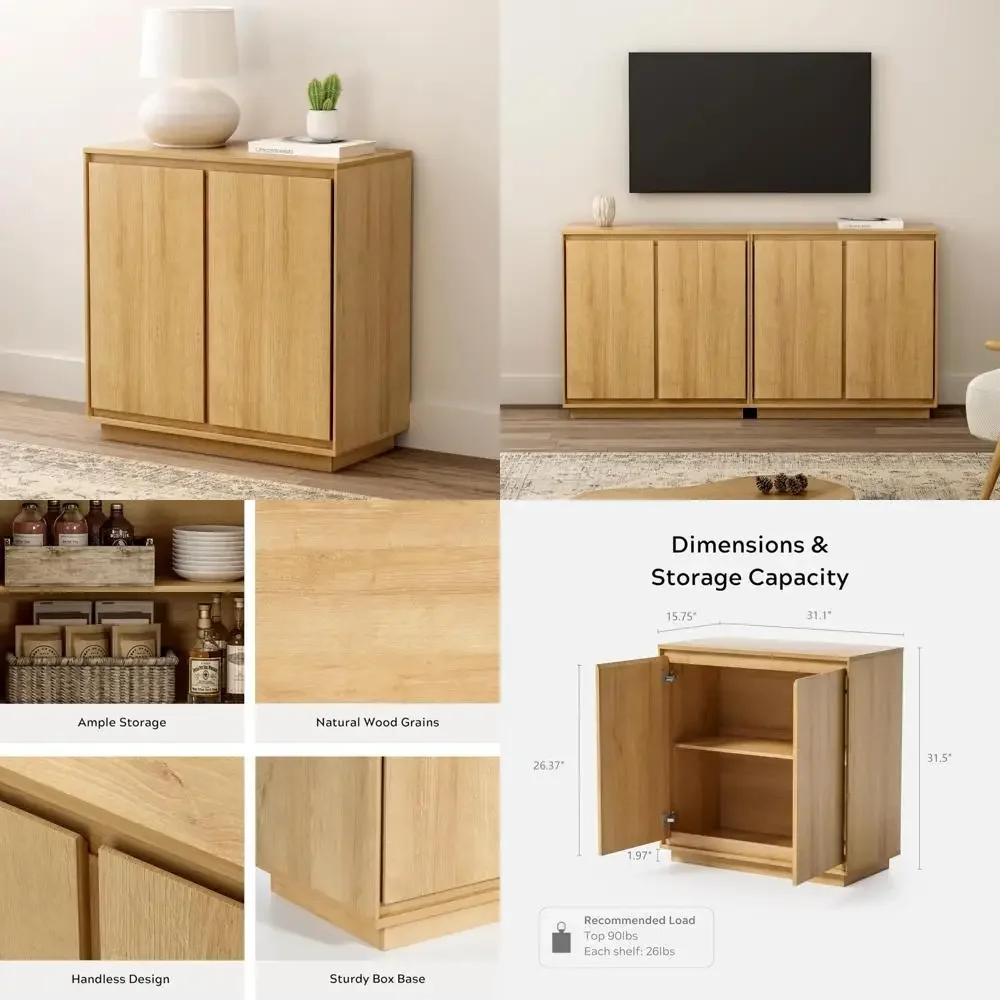 

Современный буфет-буфет с регулируемыми полками и дизайном без ручек для современного использования консольного стола