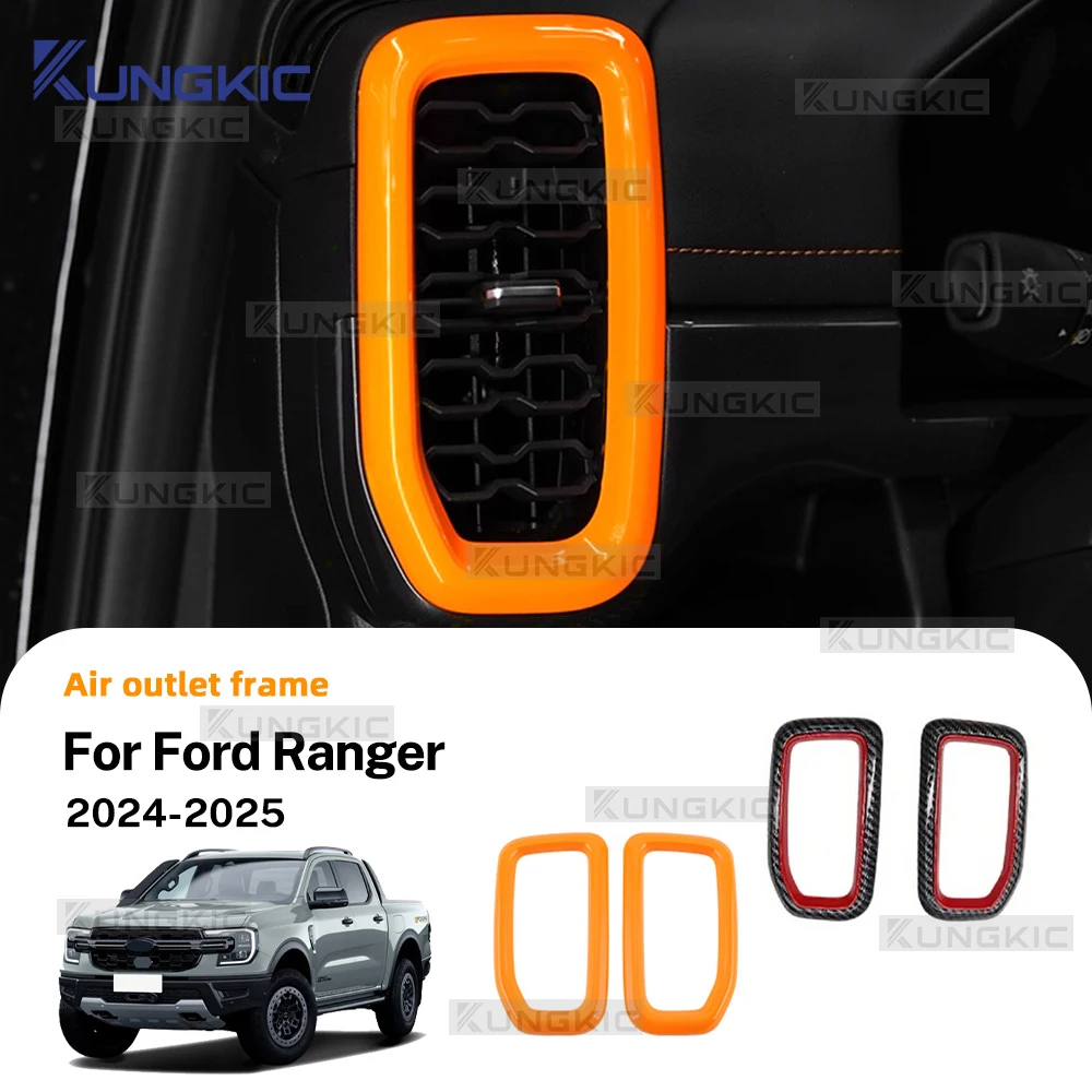 

Для Ford Ranger 2024 2025 LHD RHD автомобильные рамки для выпуска воздуха с узором из углеродного волокна, аксессуары для интерьера
