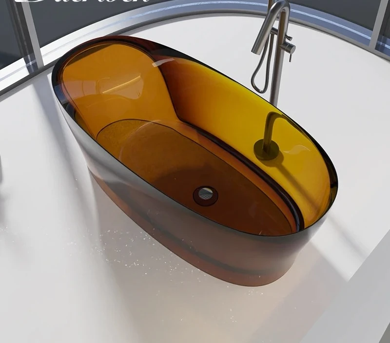 A  Transparent bathtub Household Color crystal bathtub Integrated forming Freestanding transparent bathtub