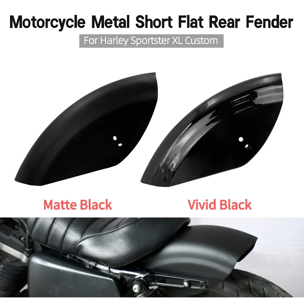 Motorcycle Short Flat Rear Fender Mudguard Metal For Harley Sportster XL 883 1200 48 72 Iron Bobber Cafe Racer Chopper 86-Up