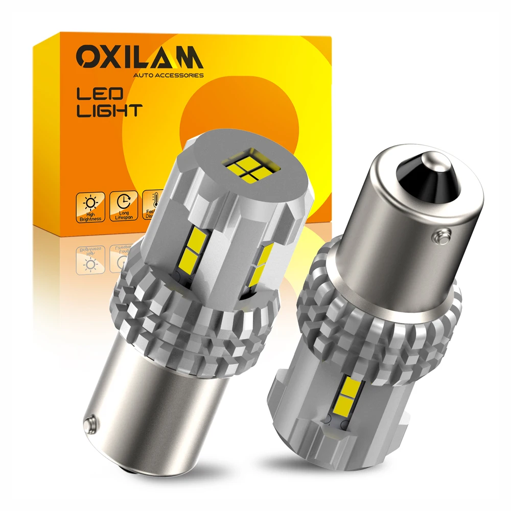 OXILAM 2Pcs Ba15s LED 12V 7506 1156 P21W LED Canbus senza errori DRL luce di marcia diurna parcheggio lampada di guida 6000K bianco