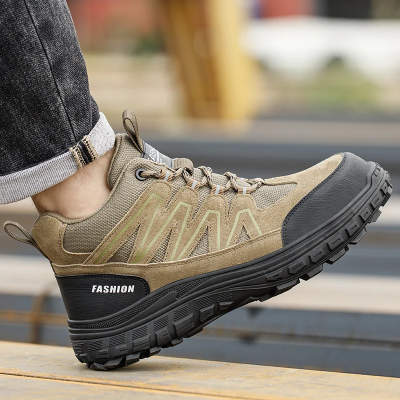 Zapatos de trabajo de seguridad para hombre, puntera de plástico con perforación antiapagado, botas de protección laboral informales aisladas para exteriores, calzado seguro