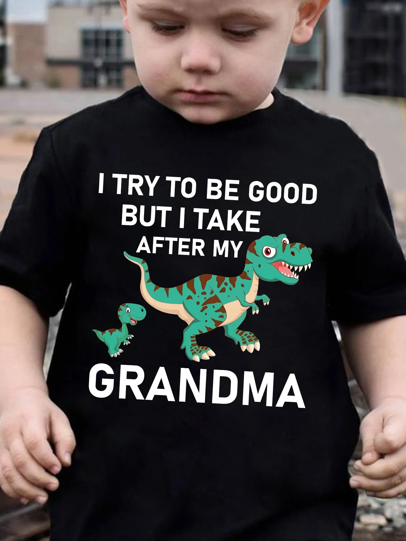 Cartoon Dinosaur Humorous Family Grandma Quote Print Kids T Shirt Boys Girls Family Matching Summer Crew Neck Casual Tee