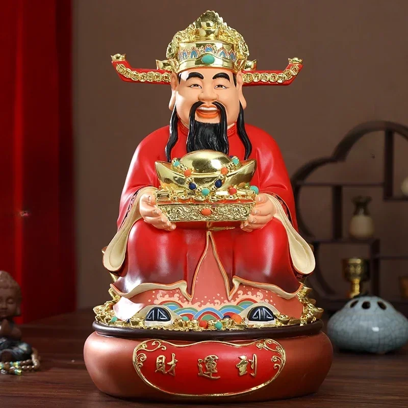 Wealth-Attracting Resin Buddha Statue Feng Shui God of Wealth Figurine Home Store Opening Decoration Prosperity Sculpture