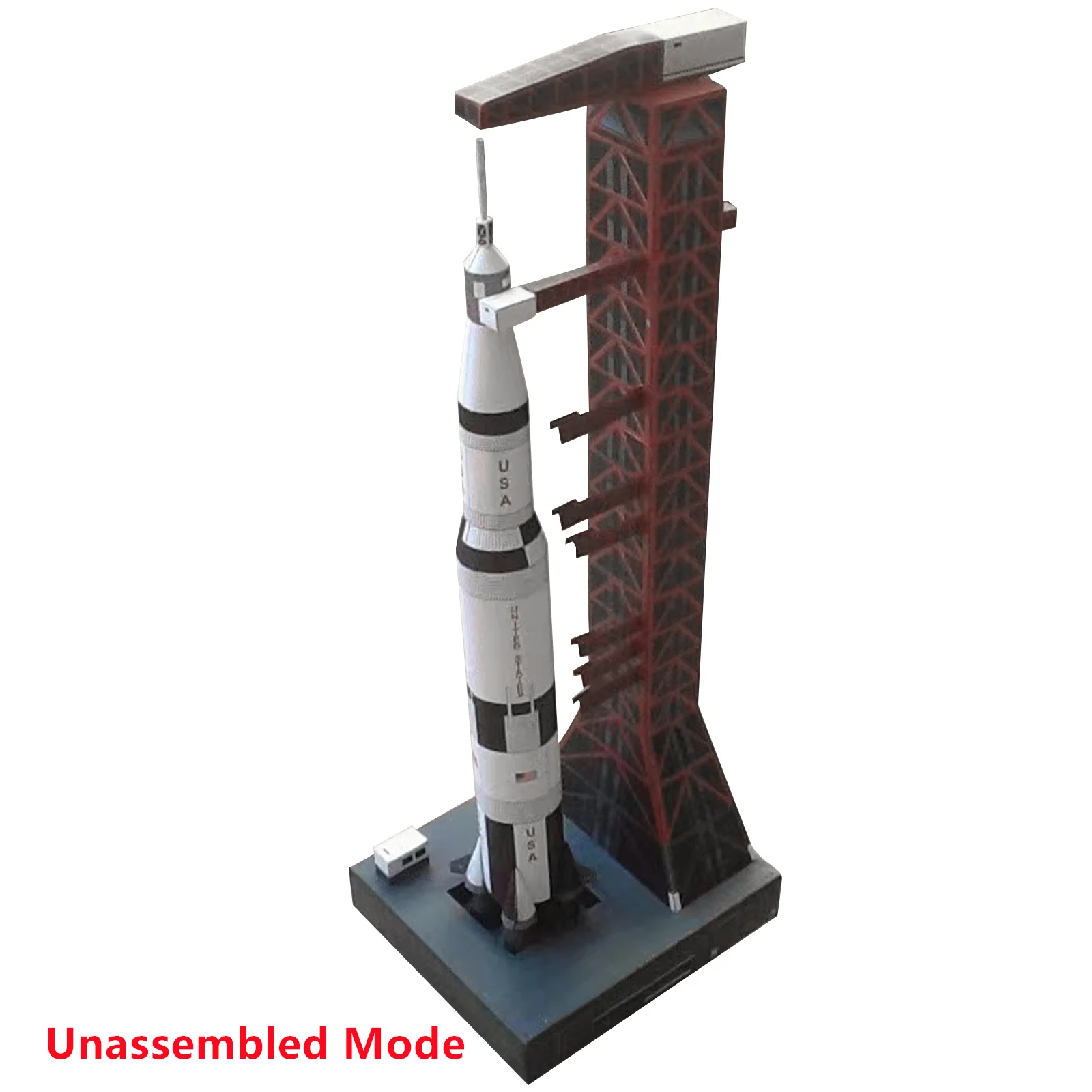 1:300 escala uss saturno v foguete e almofada de lançamento modelo conjunto diy artesanato modelo de papel kit brinquedo artesanal presente coleção