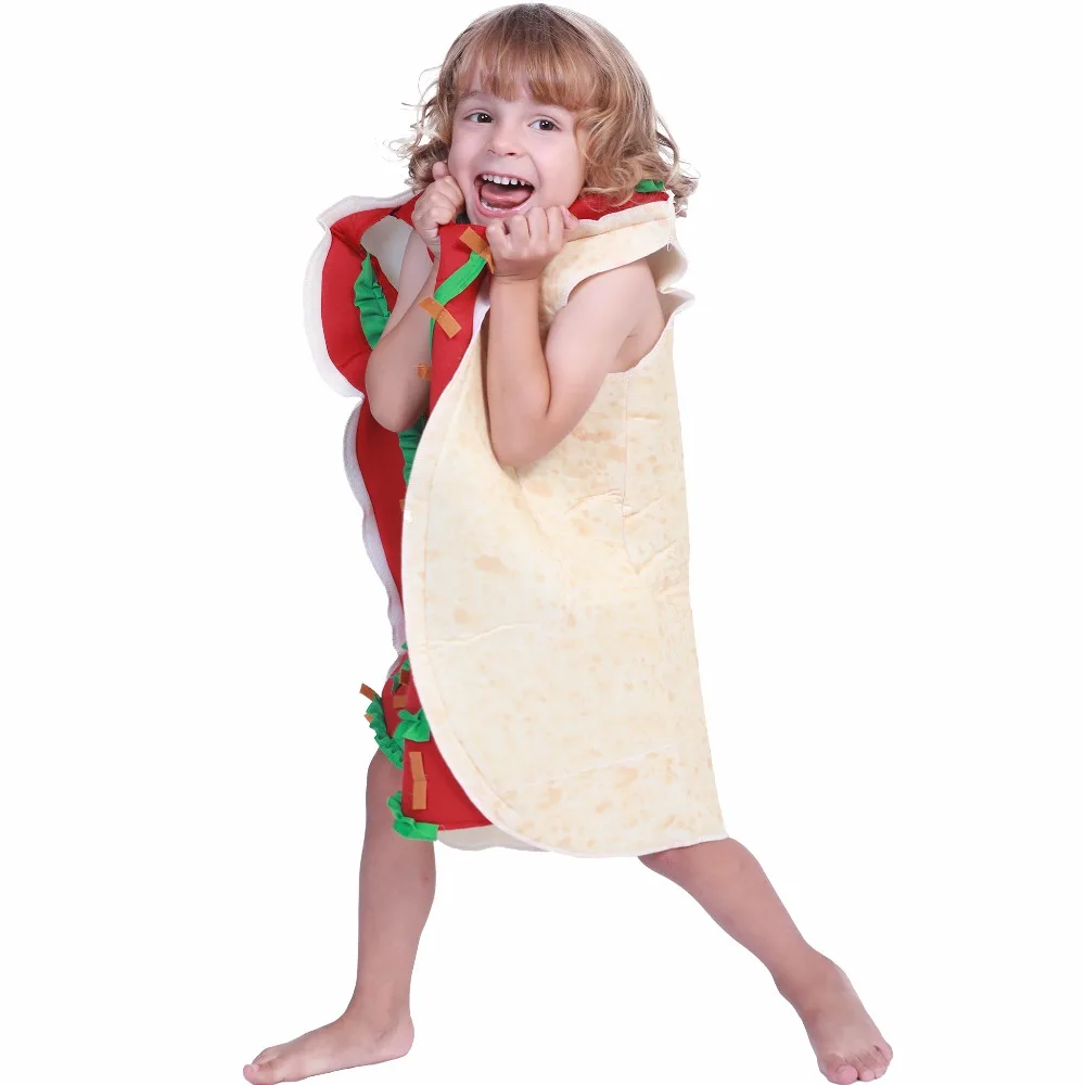 Disfraz de Taco crujiente de México para niños y niñas, traje divertido de Cosplay de sándwich de Halloween, Carnaval, Pascua, Purim, vestido elegante