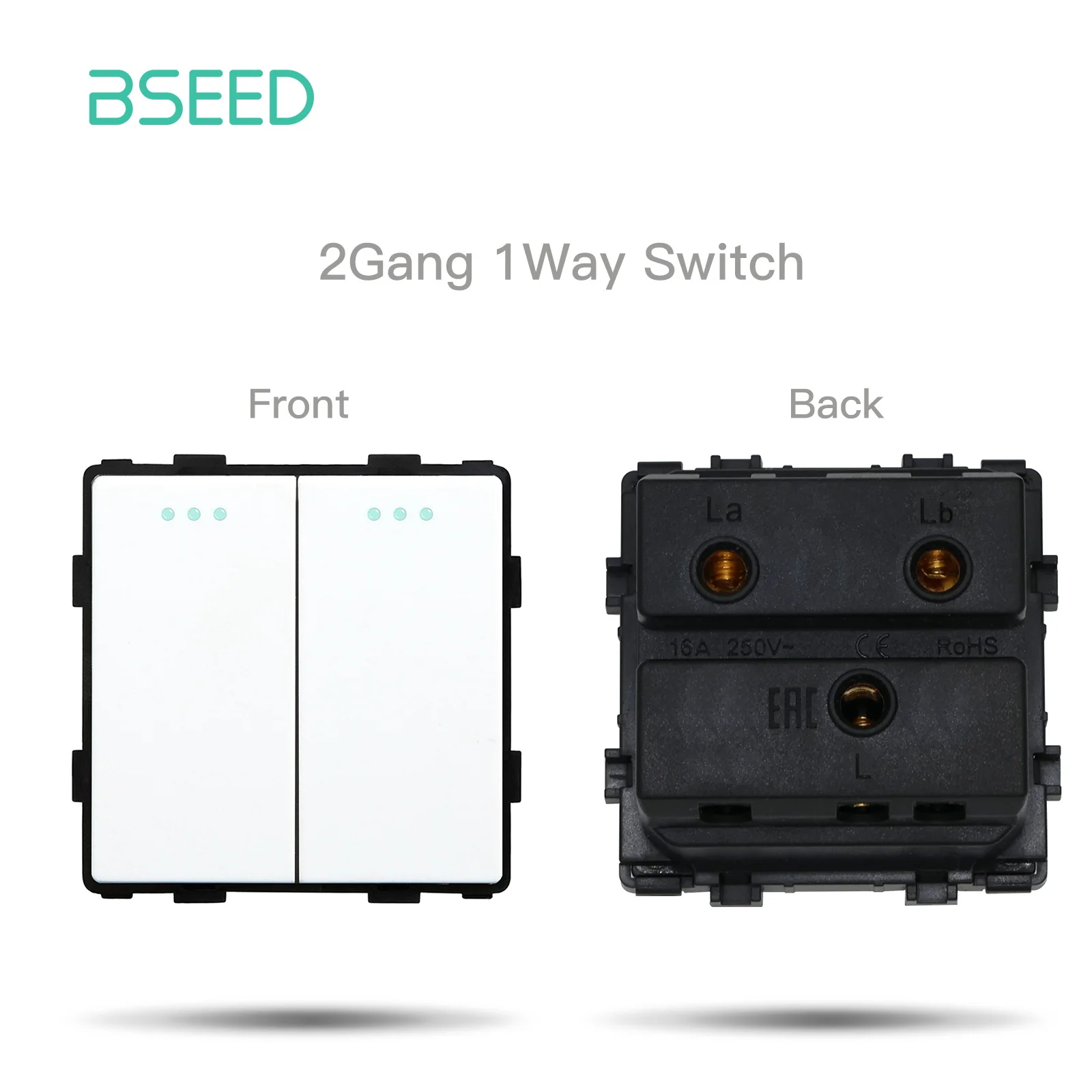 BSEED Mechanische Taste Schalter Modul Teil 1/2/3Gang 1/2Way Steckdose Funktion Teile Glas Rahmen weiß Schwarz DIY Kombination