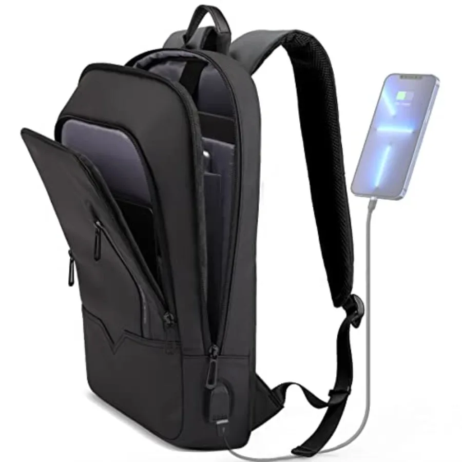 

Backpack for Men Business Slim Backpack with USB Charger Computer Lightweight Anti-theft Travel Backpacks Water Resistant Lapto