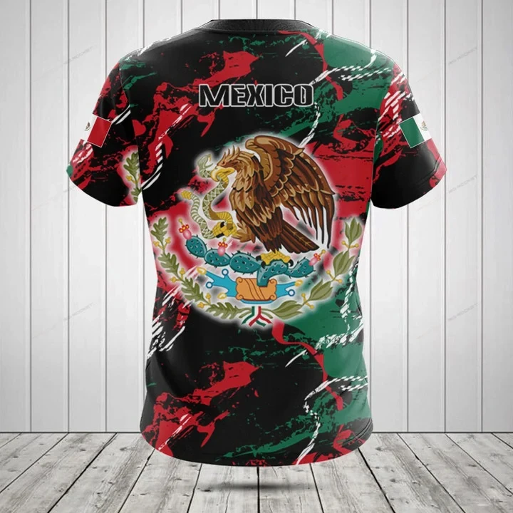 Custom Summer Casual Mexico Flag Eagle Graphic T-shirts Loose Oversized Boys and Girls Streetwear Fashion E-Sports Team Jersey