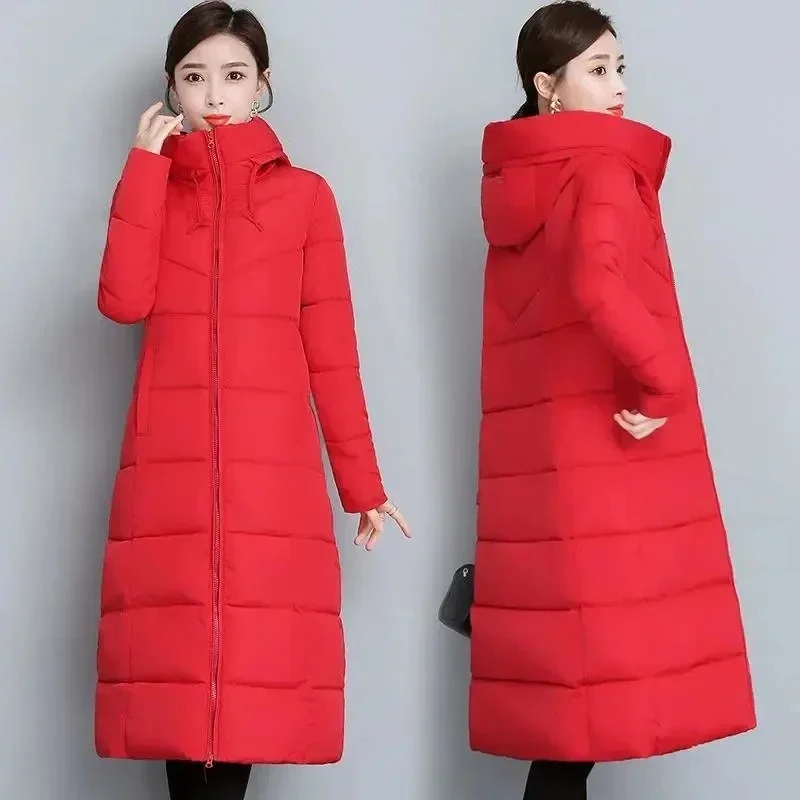 Women Jacket Windproof Rainproof Thick Warm Long Puffer Coat White Female Basic Snow Overcoat Winter Parkas Hooded Down Cotton