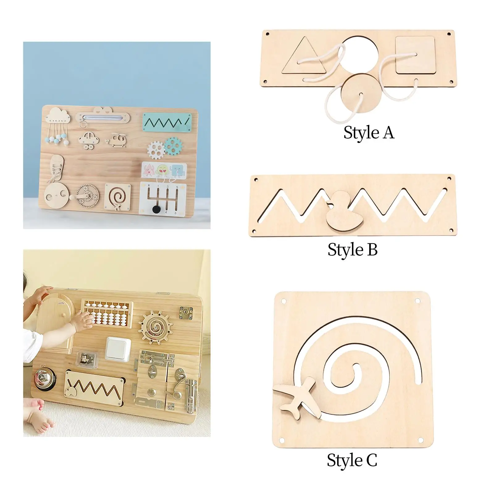 Tableros de actividades sensoriales de madera, tablero ocupado de aprendizaje de habilidades motoras finas, Material para guardería