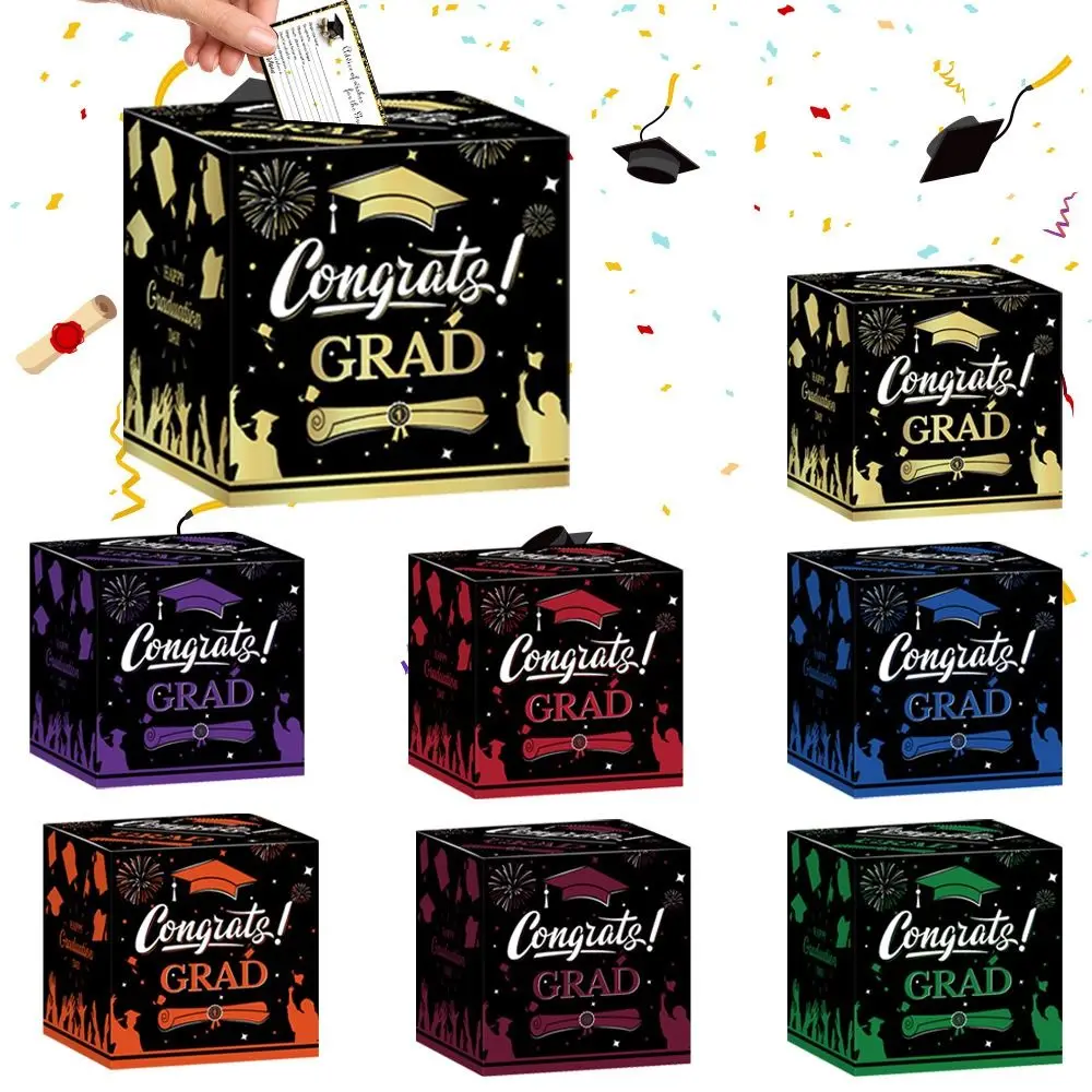 

Modern Creative Graduation Ballot Box DIY Paper Graduation Card Box Portable ‎Foldable Congrats Grad Card Box Party Supplies