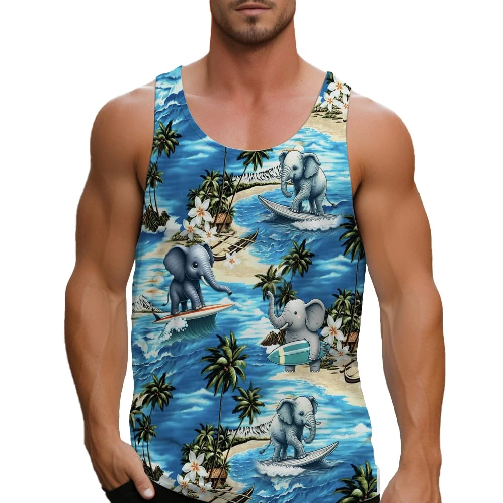 African Elephant 3D Printed Tank Top For Men Clothes Casual Animal Waistcoat Fashion Boy Vest Gym Sport Running Sleeveless Tops