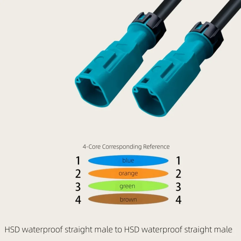 Automobile camera HSD4P-Z female to male LVDS waterproof transmission harness cable