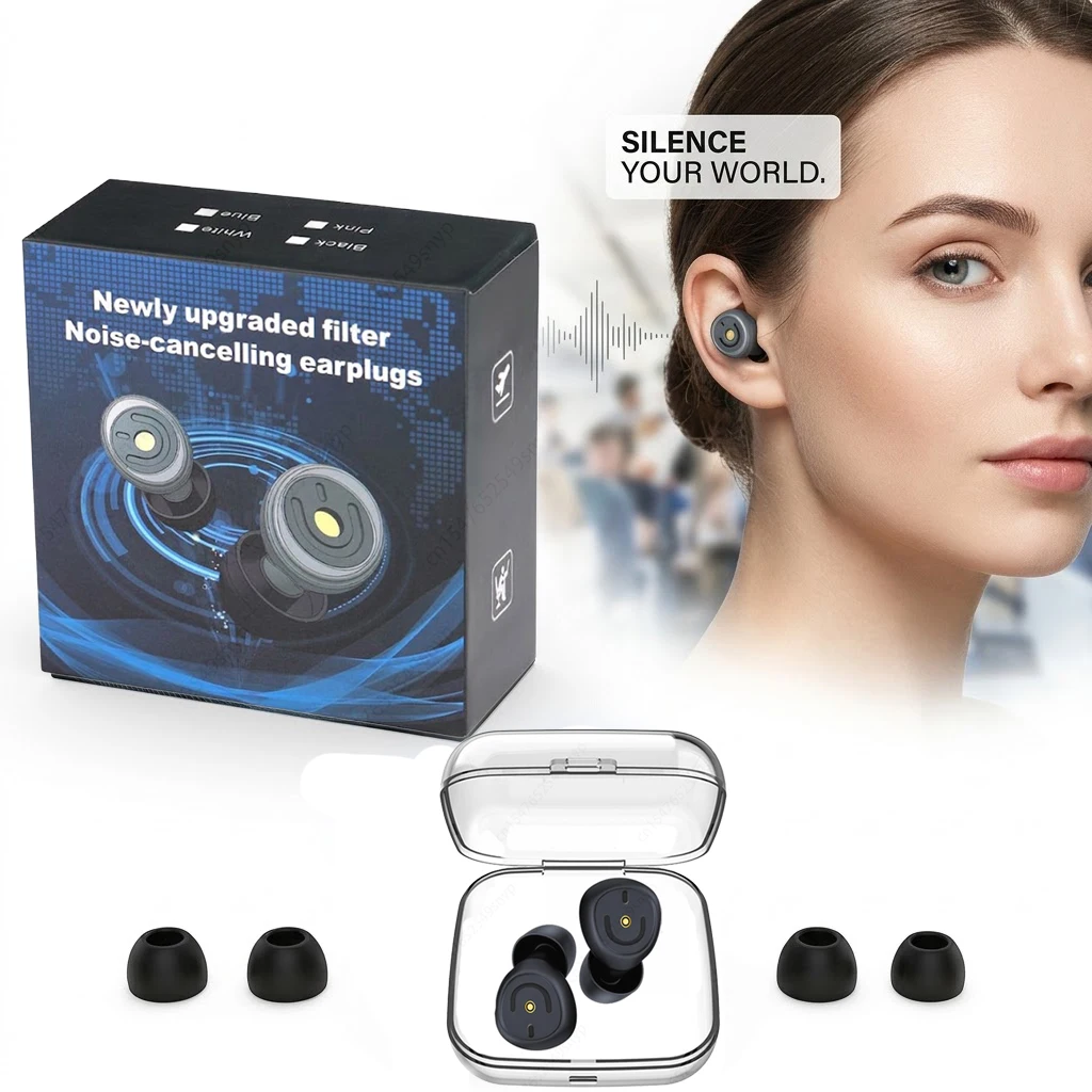 

Ear Plugs for Sleeping Noise Cancelling,50dB Ear Plugs for Noise Reduction with 4 Ear Tips,Reusable Silicone Earplugs Hearing