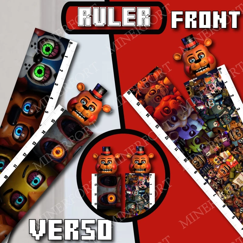 FNAF Ruler Cartoon Animal Bookmark Cute Themed Dual-Purpose Book Clip for Teacher Rewards in Birthday Halloween Party Gifts Set