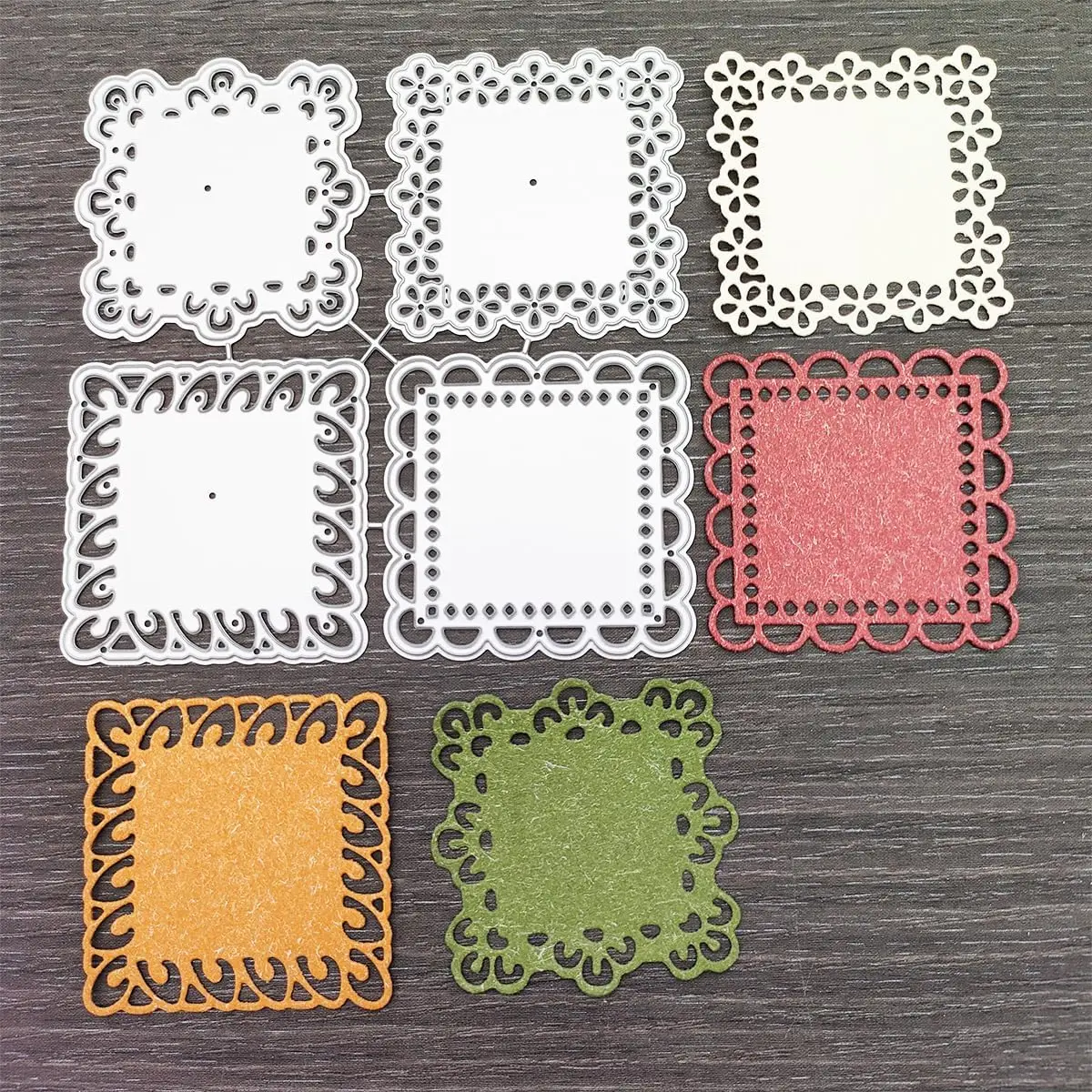 Silver Gray Metal Cutting Mold Square Lace Suitable for DIY Scrapbook Album Decoration Card Envelope Decoration Handicrafts