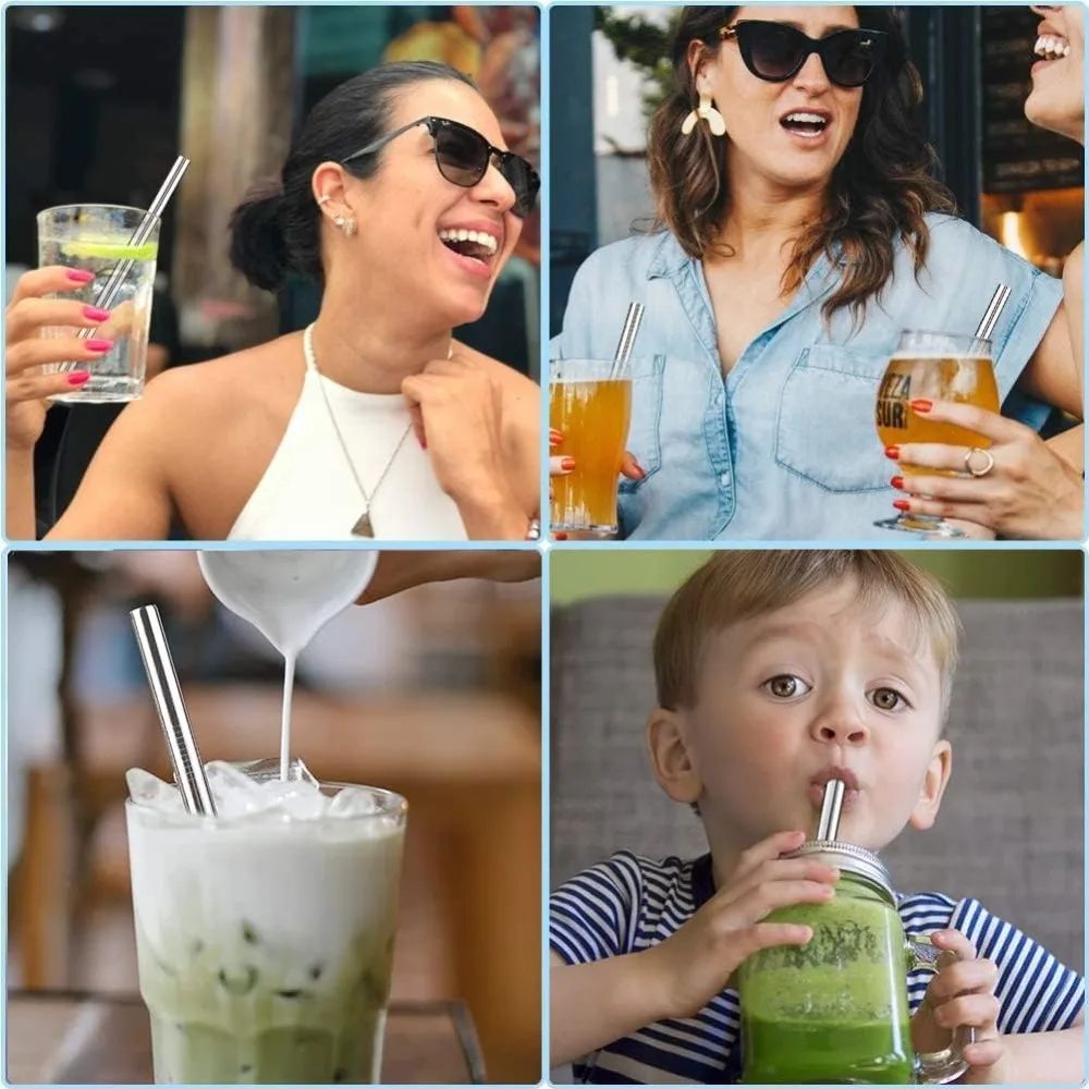 304 Stainless Steel Straw Bar Accessories Tools Metal Reusable Straws Bubble Tea Drinking Straw Reusable Tubes For Drinks