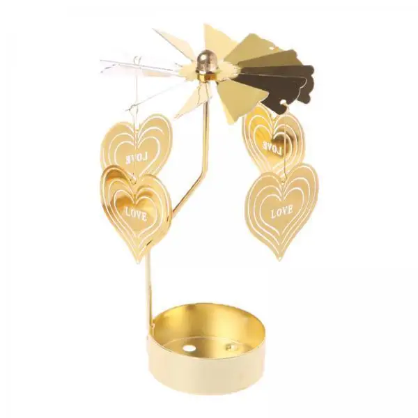 5x Golden Rotating Candle Holder Holder Tea Lights Home Candlestick Centerpieces Wedding Table Decor Valentines Day Gift