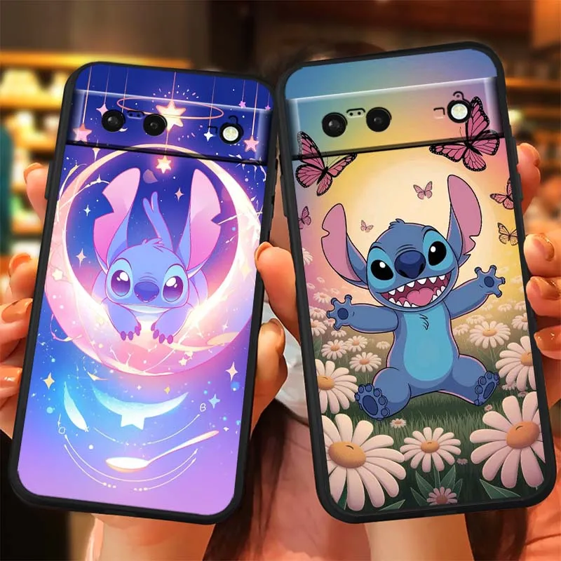 Disney Stitch Cartoon Cute Art For Google Pixel 9a 9 8A 8 7 7A 6 6A Pro XL 2024 5G Black Soft TPU Silicone Cover Phone Case - Image 3