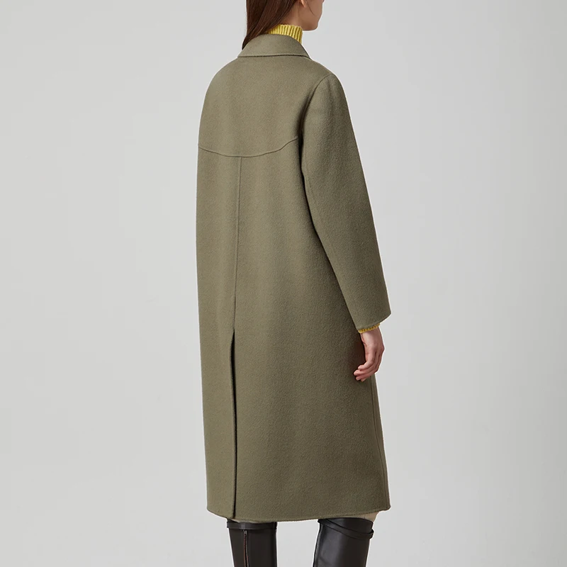 Women's wool coat classic double breasted knee length custom winter warm cashmere blend exquisite fashion women's coat