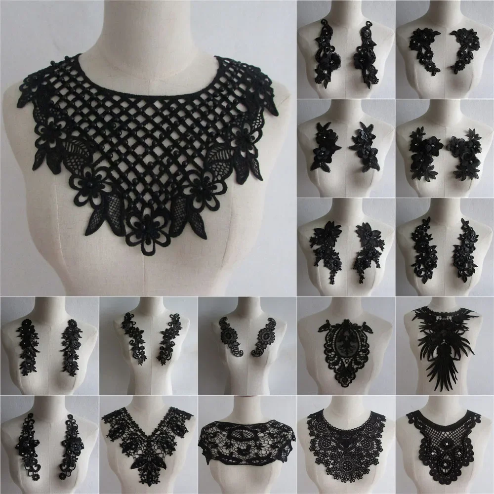 High Quality ABS Pearl Lace Collar Embroidery Sewing Applique DIY Hollow Lace Neckline Decorative Clothing Accessories