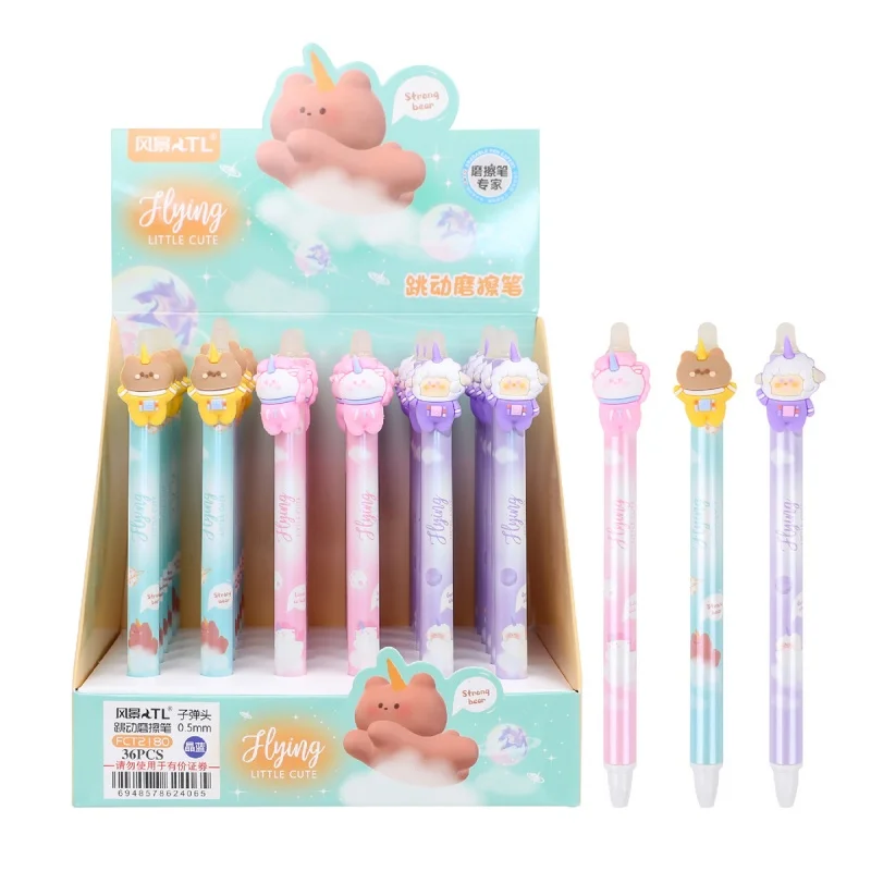 36pcs/lot Kawaii Bear Sheep Unicorn Animal Erasable Gel Pen Cute 0.5mm Blue/Black Ink Signature Pens Office School Supplies