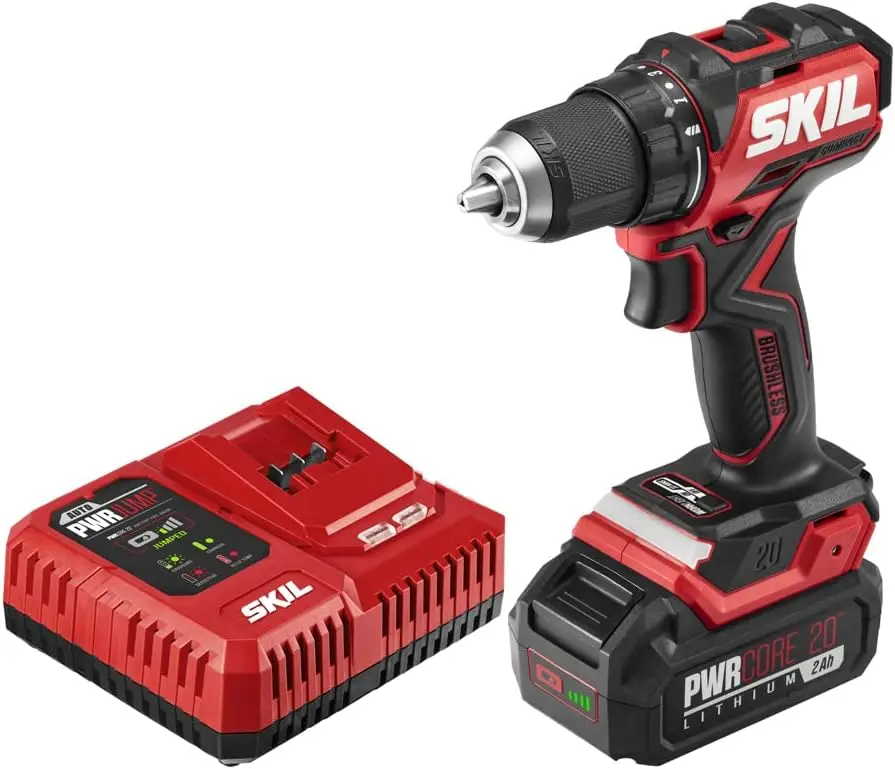 

PWR CORE 20 Brushless 20V 1/2" Compact Variable-Speed Drill Driver Kit with 1/2'' Single-Sleeve, Keyless Ratcheting Chuck & LED