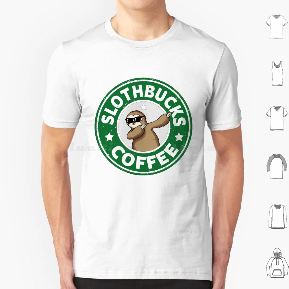 Coffee T Shirt Cotton Men Women DIY Print Coffe Sloth Cute Sloths Animal Animals Funny Adorable Kawaii Cute Sloth Cartoon
