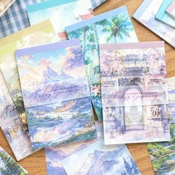 30 Sheets INS Landscape Stickers Book Handbook Journal Decorative Base Materials Aesthetic Sticker Kawaii Stationery Supplies