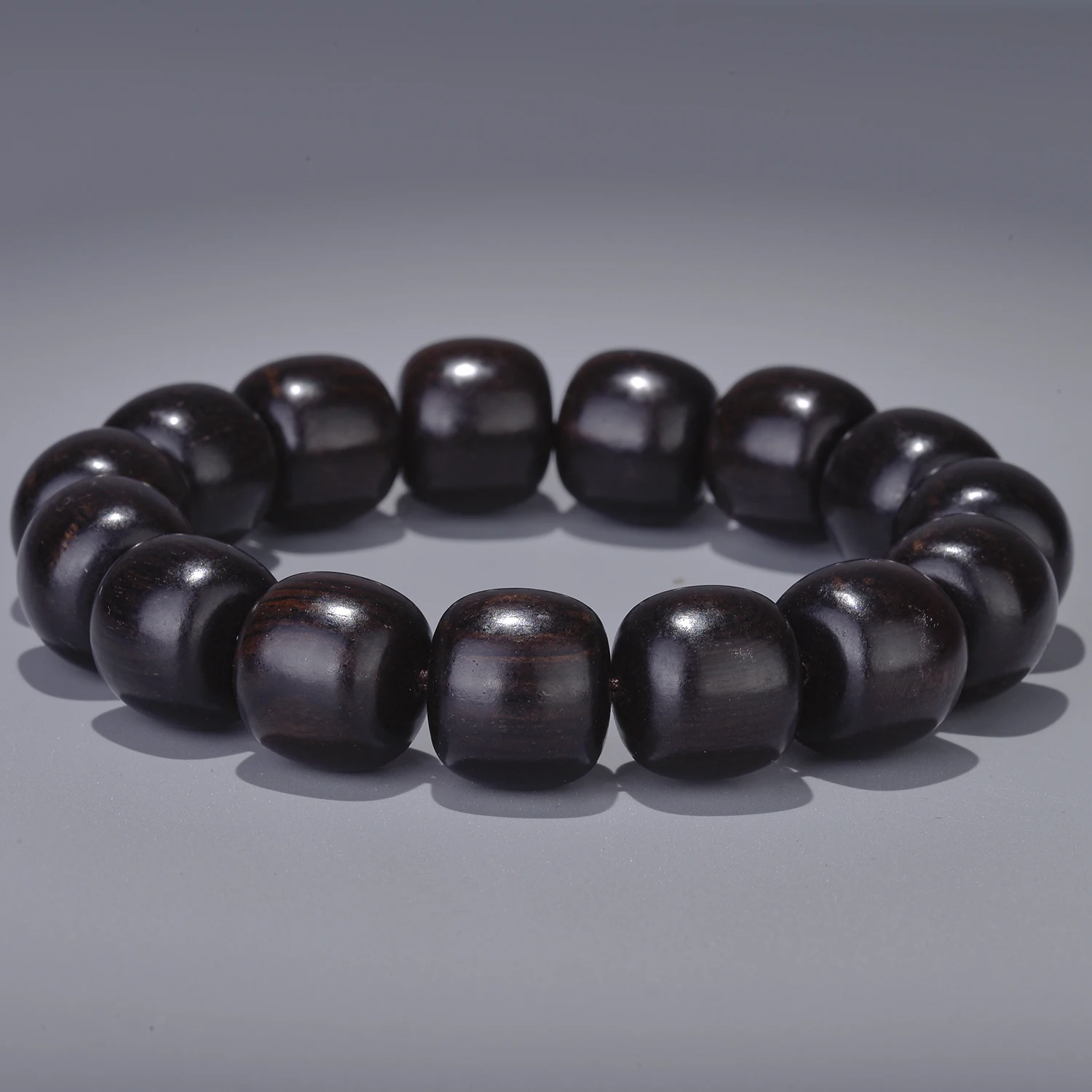 Natural Ebony Old Type Wood Beads BUddha Bracelet for Men Dalbergia Nigra 15mm Beaded Prayer Bracelets