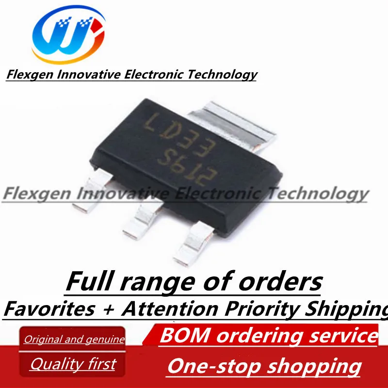 LD1117S33CTR LD33 SOT223 Step-Down 3.3V 0.8A Linear Regulator IC