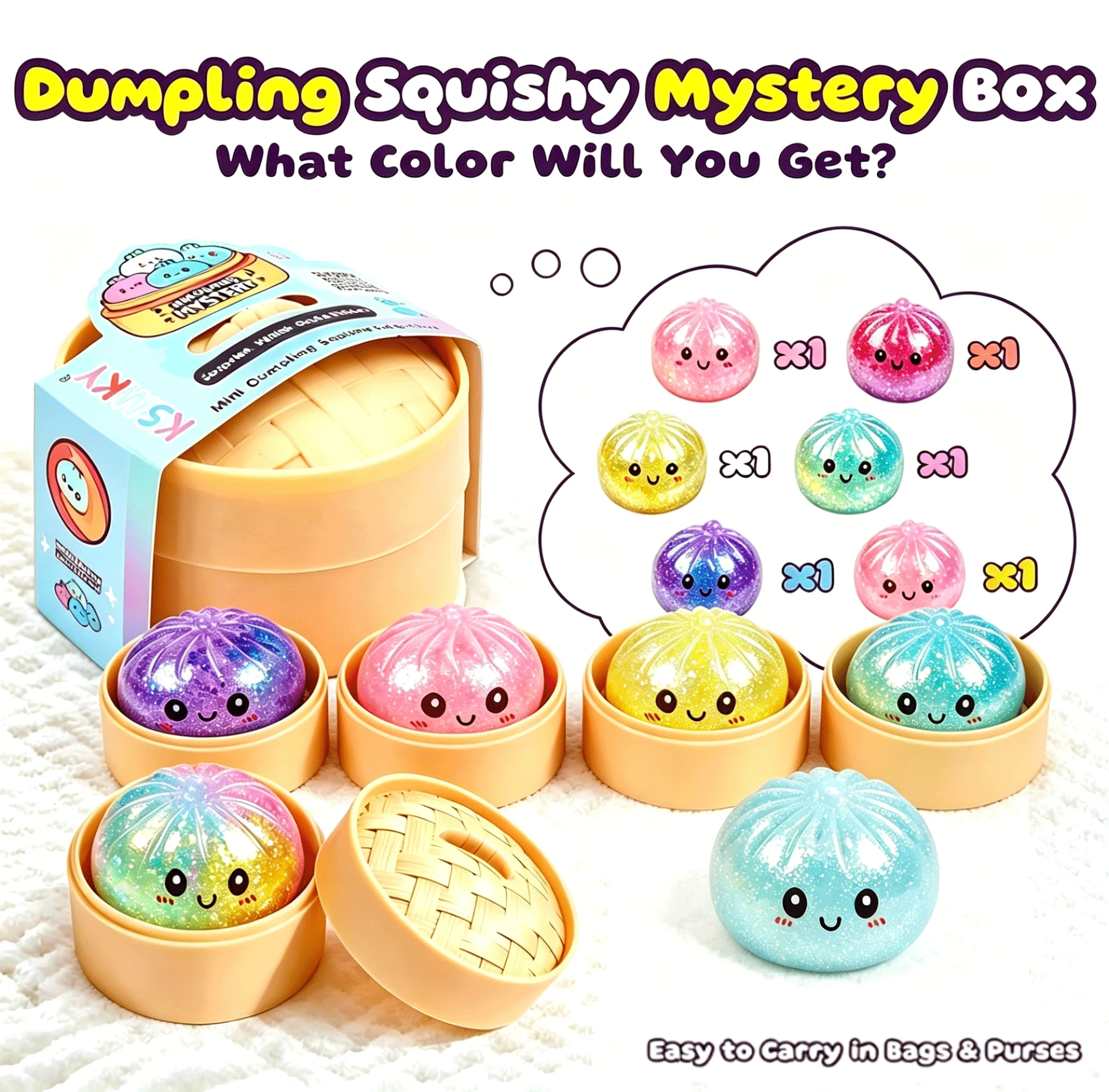 Jouet Squishy Boule Scintillante à Rebond Lent, Anti-Stress, Balle à Presser Douce avec Perles et Vapeur, Jouet Fidget pour Soulager l'Anxiété, Jouet Sensoriel