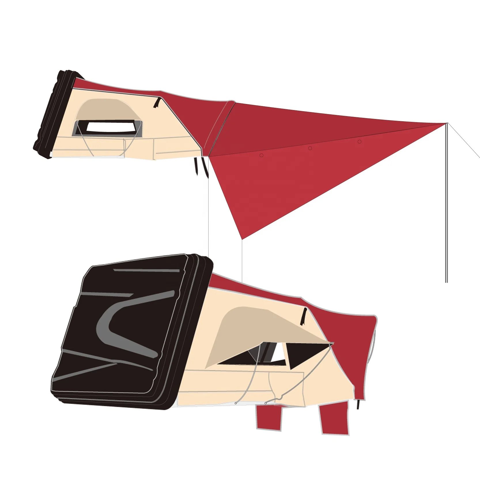 

Off Road Travel Trailer Camper Rooftop Tent Mattress Upgrade Telescopic Ladder Removeable Awning