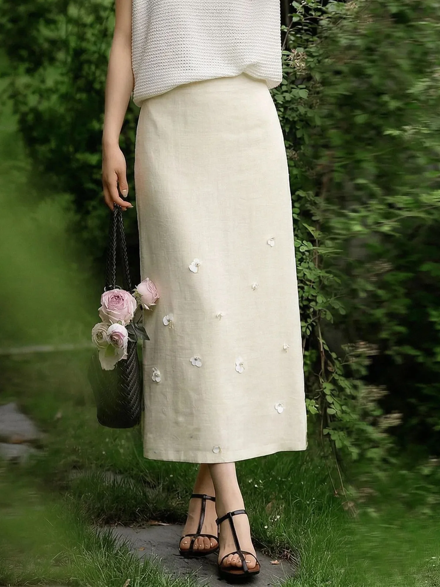 

Юбка Chivirin с высокой талией, прямого кроя, длинная, модная, стройнящая, для повседневной носки, женская одежда, премиум-класса, средней длины