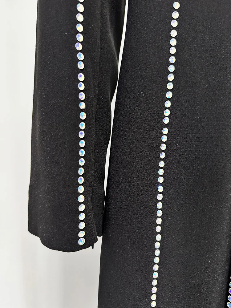 하이 스트리트 최신 유행 2025 디자이너 파티 드레스 여성용 정장 긴팔 다이아몬드 비딩 롱 맥시 드레스