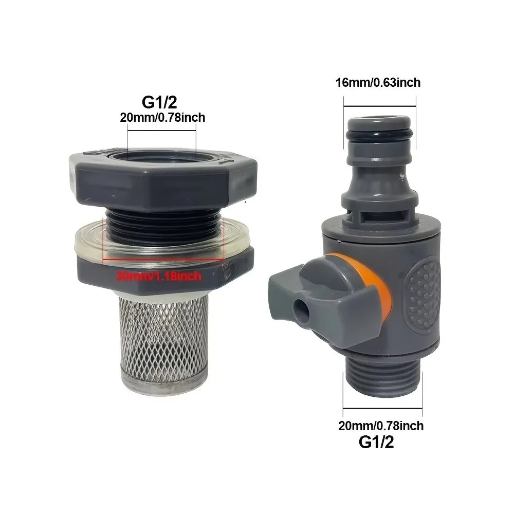 PVC IBC Water Tank Adapter Shut-Off Ball Valve Leakproof Rain Barrel Hose Connector Quick Connector Flow Control