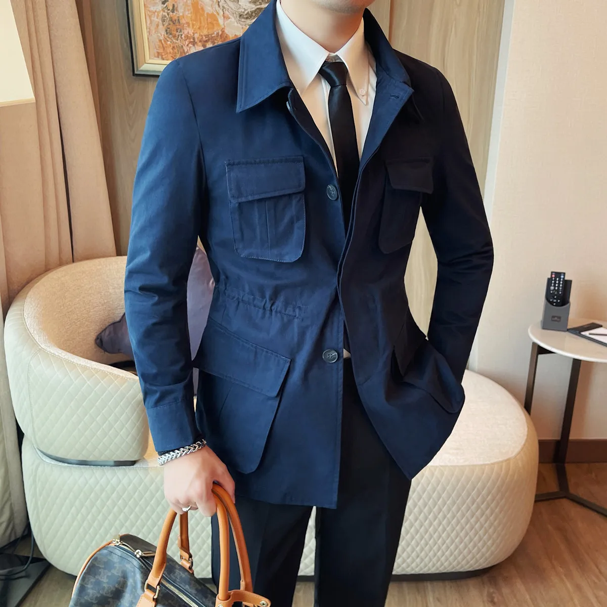 

Куртки для мужчин, корейская роскошная одежда, разноцветные деловые повседневные мужские куртки и пальто, облегающие универсальные черные/темно-синие/хаки