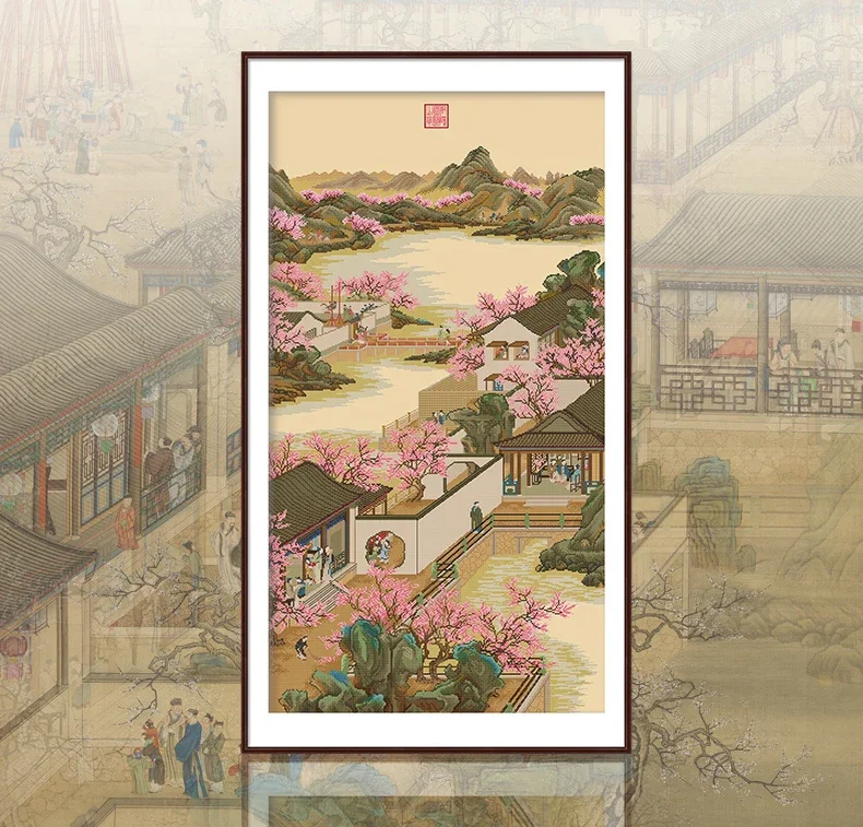 Spring Cross Stitch Kits March Of The Yongzheng Emperor Of The Qing Dynasty In Ancient China Soluble Hydrosoluble For Embroidery