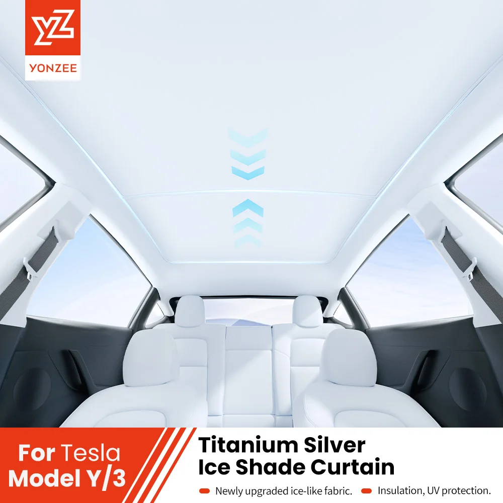 

YZ For Tesla Model 3 Model Y 2021-2024 New Upgrade Ice Cloth Buckle Sun Shades Glass Roof Sunshade Front Rear Sunroof Skylight