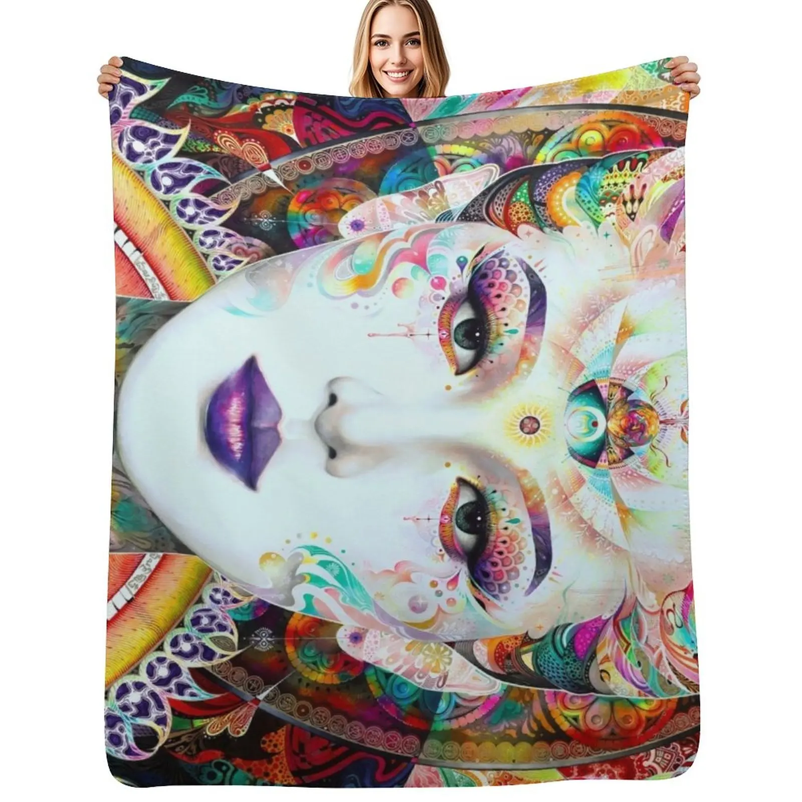 

Gaia - horizontal Throw Blanket halloween Cute Plaid For Decorative Sofa Heavy Blankets