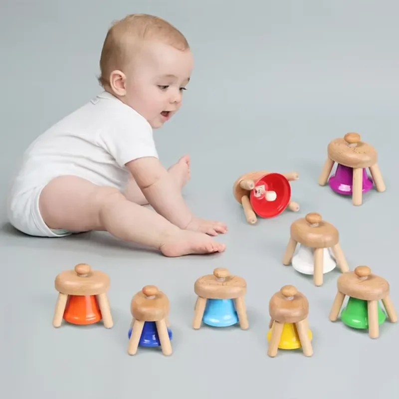 for Best Selling School Teaching Aids Colorful Percussion Toys 8 note Hand Bells Musical Instruments