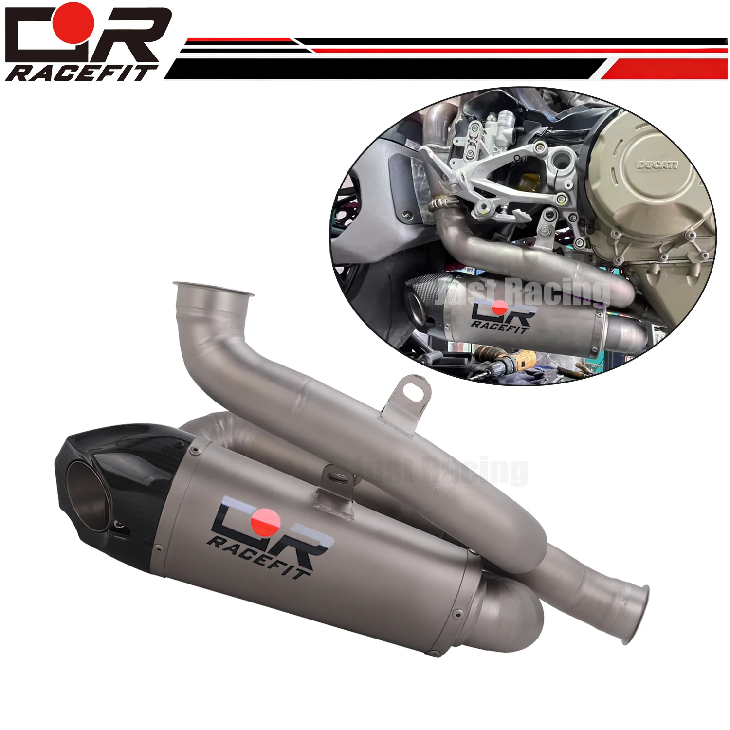 Motorcycle Titanium alloy Exhaust Mid Link Single Muffler Carbon Pipe For Ducati  Streetfighter V4 V4S 2025