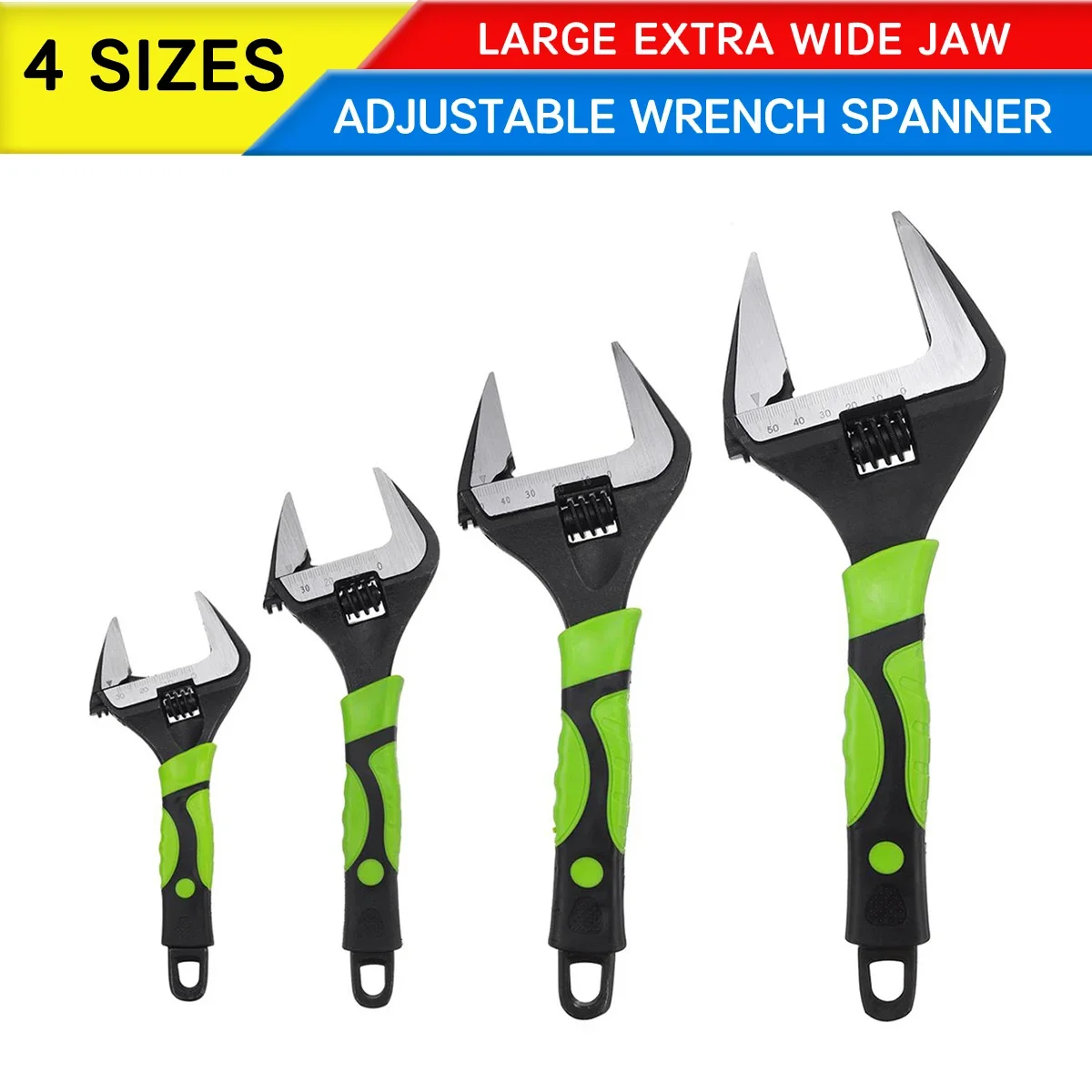 

6" 8" 10" 12" Adjustable Wrench Spanner Pipe Tool 60mm Openning Capacity Extra Wide Jaw Wrench Mini Nut Keys Repair Tool