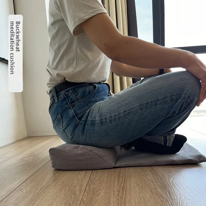 Buckwheat Hull Zafu Meditation Mat Round Floor Cushion for Cross‑Legged Sitting Seven‑Point Posture Zen Yoga Home Seating Pad