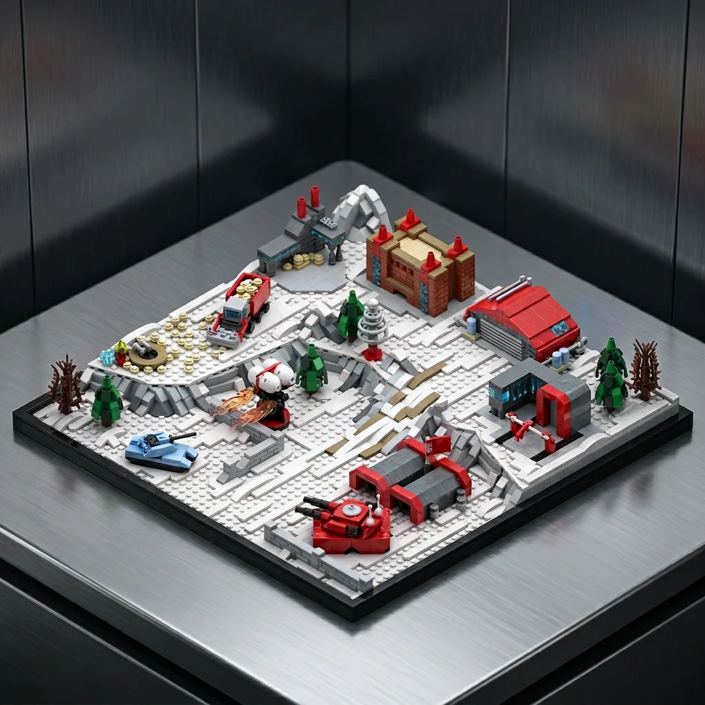 

MOC Military Base Building Blocks, Strategy War Scene Bricks Set, Tank Vehicle Terrain DIY Model Kit for Kids Adults Gift